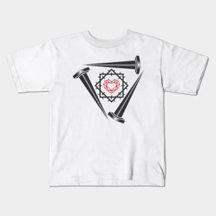 Heart of Jesus in a crown of thorns, framed by crucifixion nails Kids T-Shirt